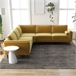 Pemberly Row Mid-Century L-Shaped Pillow Back Velvet Corner Sofa in Gold