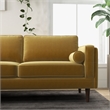 Pemberly Row Mid-Century L-Shaped Pillow Back Velvet Corner Sofa in Gold