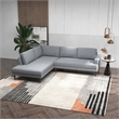 Pemberly Row Mid-Century L-Shaped Fabric Left-Facing Sectional in Gray