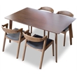 Pemberly Row 5-Piece Modern Dining Set w/ 4 Faux Leather dining chairs in Black