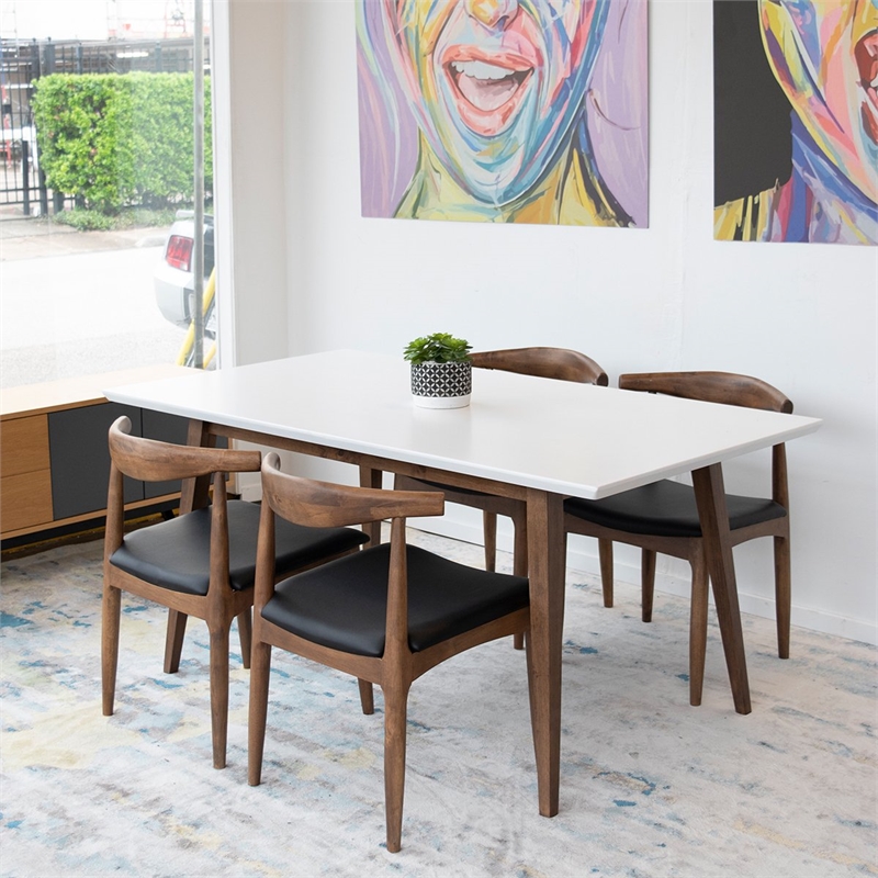 Pemberly Row Modern 5-Piece Dining set w/ 4 Solid Wood Dining Chairs in Black