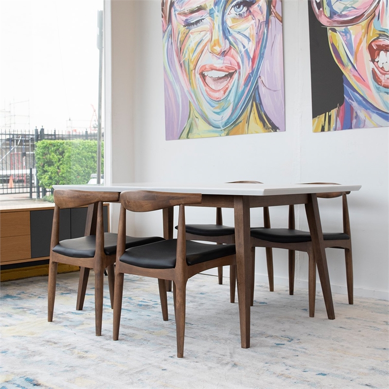 Pemberly Row Modern 5-Piece Dining set w/ 4 Solid Wood Dining Chairs in Black
