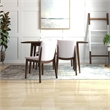 Pemberly Row 5-Piece Mid-Century Dining set w 4 Fabric Dining Chairs in Beige