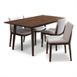 Pemberly Row 5-Piece Mid-Century Dining set w 4 Fabric Dining Chairs in Beige