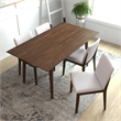 Pemberly Row 5-Piece Mid-Century Dining set w 4 Fabric Dining Chairs in Beige