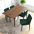 Pemberly Row 5-Piece Mid-Century Dining set w/ 4 Velvet Dining Chairs in Green