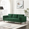 Pemberly Row Mid-Century Modern Pillow Back Velvet Sofa in Green