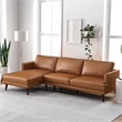 Pemberly Row Mid-Century L-Shaped Genuine Leather Left-Facing Sectional in Tan