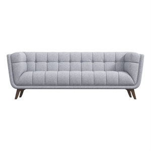 Pemberly Row Mid-Century Tufted Back Fabric Sofa in Light Gray