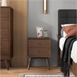 Pemberly Row Walnut Solid Wood Nightstand Bed Side Tables with 1 Drawer