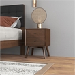 Pemberly Row Walnut Solid Wood Nightstand Bed Side Tables with 1 Drawer