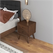 Pemberly Row Walnut Solid Wood Nightstand Bed Side Tables with 1 Drawer