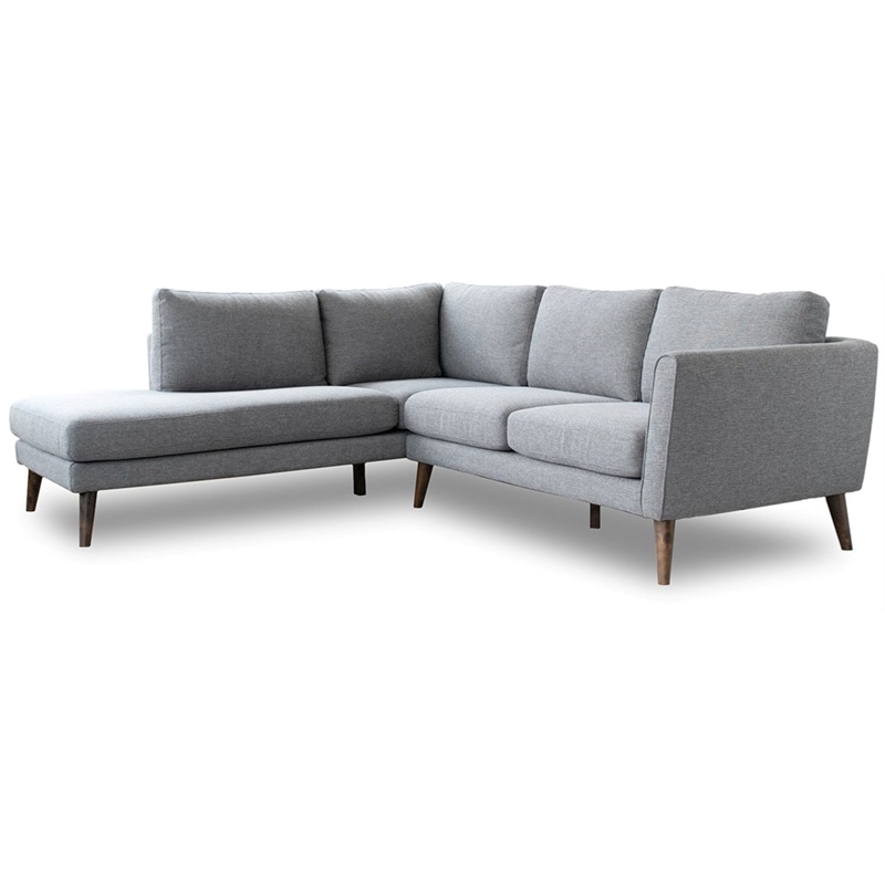 Pemberly Row Microfiber Living Room Left Facing Corner Sectional Sofa in Gray