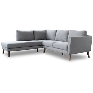 Pemberly Row Microfiber Living Room Left Facing Corner Sectional Sofa in Gray