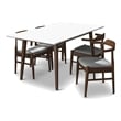 Pemberly Row 5-Piece Mid-Century Dining set with 4 Fabric Dining Chairs in Gray