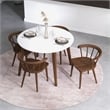 Pemberly Row 5-Piece Modern Dining set w/ 4 Solid Wood Dining Chairs in Brown