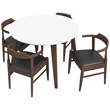 Pemberly Row 5-Piece Modern Dining set w/ 4 Faux Leather Dining Chairs in Black