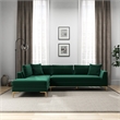 Pemberly Row Mid-Century Velvet L-Shaped Left-Facing Sectional in Green