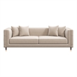 Pemberly Row Mid-Century Rectangular Pillow Back Velvet Sofa in Light Cream