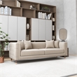 Pemberly Row Mid-Century Rectangular Pillow Back Velvet Sofa in Light Cream