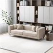 Pemberly Row Mid-Century Rectangular Pillow Back Velvet Sofa in Light Cream