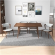 Pemberly Row 5-Piece Mid-Century Dining Set with 4 Fabric Dining Chairs in Gray