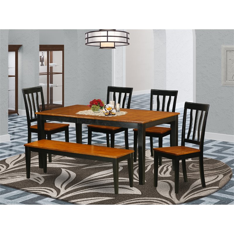 Pemberly Row 6-piece Wood Dining Table Set in Black/Cherry