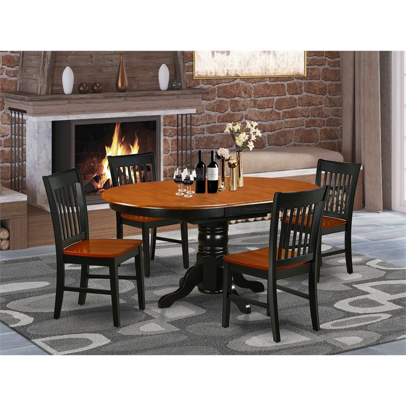 Pemberly Row 5-piece Wood Dining Set in Black/Cherry