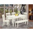 Pemberly Row 6-piece Wood Dining Table Set with Bench in White