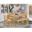 Pemberly Row 6-piece Wood Dining Room Set with Bench in Oak