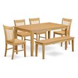 Pemberly Row 6-piece Wood Dining Room Set with Bench in Oak