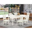 Pemberly Row 7-piece Wood Dinette Table Set in Linen White
