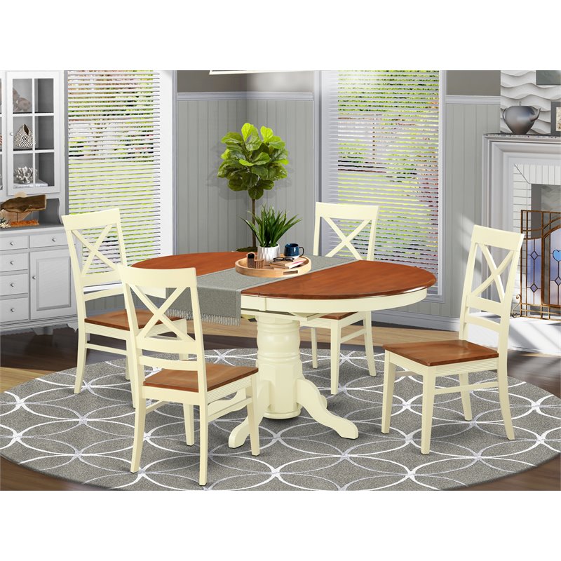 Pemberly Row 5-piece Dining Table and Chair Set in Buttermilk/Cherry