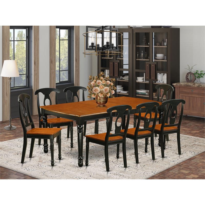 Pemberly Row 9-piece Wood Dining Room Table Set in Black/Cherry