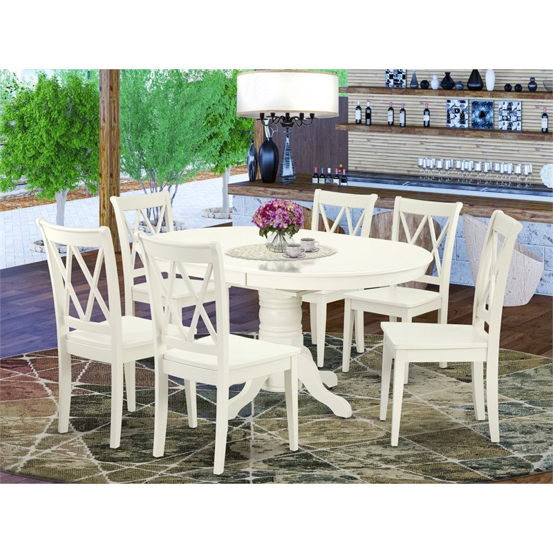 Pemberly Row 7-piece Wood Dining Set with X back Chairs in White