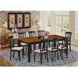 Pemberly Row 9-piece Dining Set with Linen Seat in Black/Cherry
