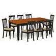 Pemberly Row 9-piece Dining Set with Linen Seat in Black/Cherry