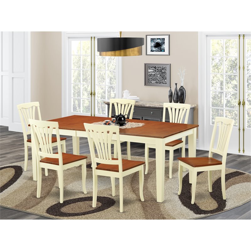 Pemberly Row 7-piece Wood Dinette Set in Buttermilk/Cherry