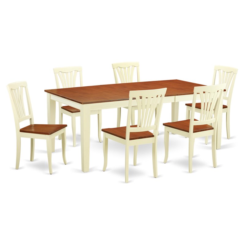 Pemberly Row 7-piece Wood Dinette Set in Buttermilk/Cherry