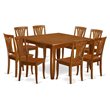 Pemberly Row 9-piece Wood Dining Set in Saddle Brown