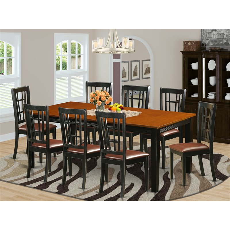 Pemberly Row 9-piece Wood Table and Dining Chair Set in Black