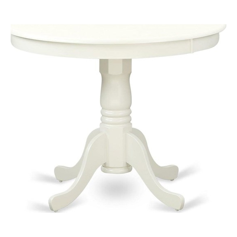 Pemberley Row Wood Linen White Dining Table Round 36