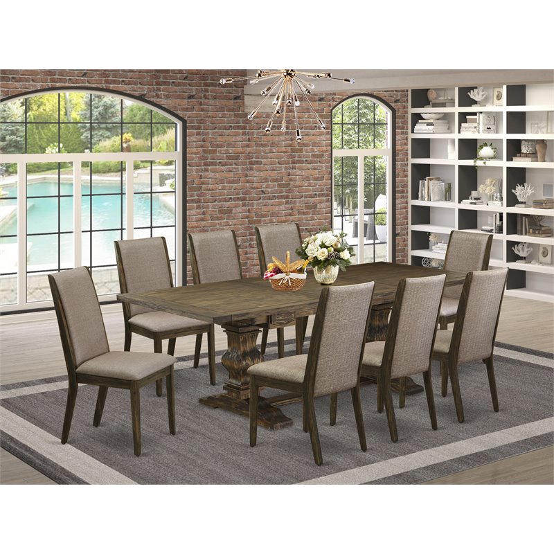 Pemberly Row 9-piece Wood Dining Table and Chair Set in Brown