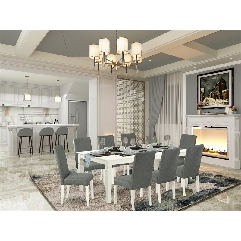 Pemberly Row 9-piece Wood Dining Set in Linen White/Gray