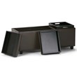 Pemberly Row Mid-Century Faux Leather Tray Bench in Chocolate Brown