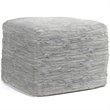 Pemberly Row Transitional  Genuine Leather  Boho Square Pouf in Cream
