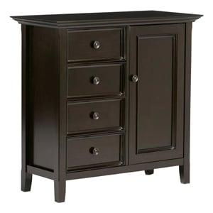 Pemberly Row Mid-Century Solid Wood Storage Cabinet in Hickory Brown