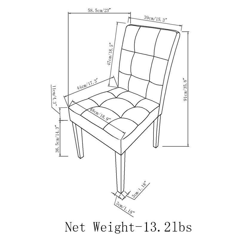 Pemberly Row Modern Fabric Dining Chair in Slate Gray (Set of 2)