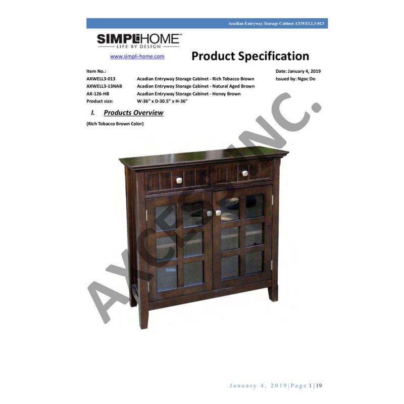 Pemberly Row Transitional Solid Wood 36