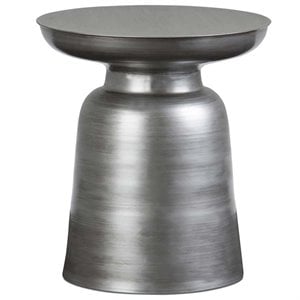 Pemberly Row 16&quot Modern Premium Solid Metal Accent Side Table in Silver
